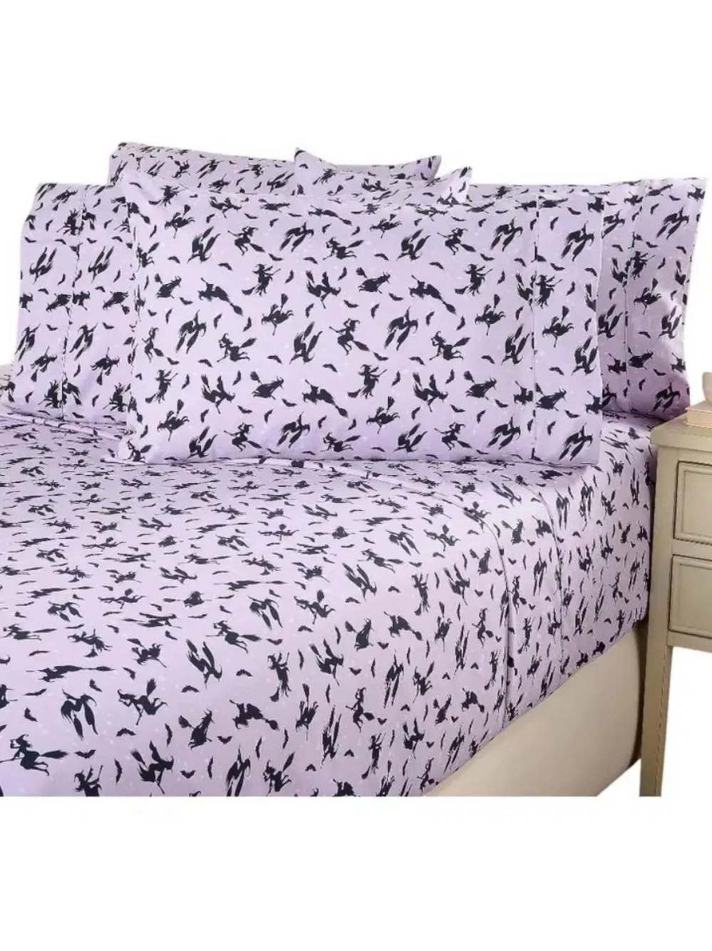 Home Reflections Double Brushed Halloween 4pc Sheet Set - Witches and Bats (NWOT